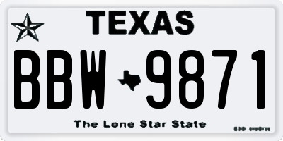 TX license plate BBW9871