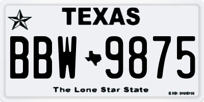 TX license plate BBW9875