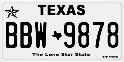 TX license plate BBW9878