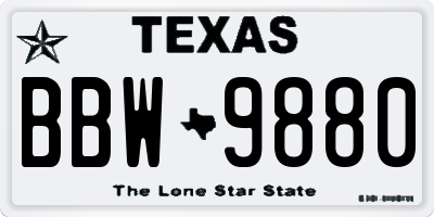 TX license plate BBW9880