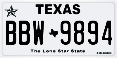 TX license plate BBW9894