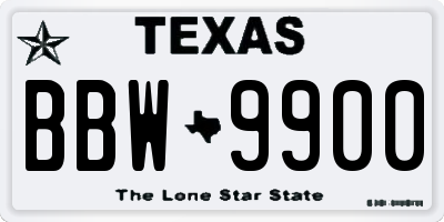 TX license plate BBW9900