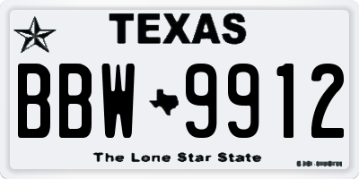 TX license plate BBW9912