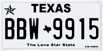 TX license plate BBW9915