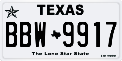 TX license plate BBW9917