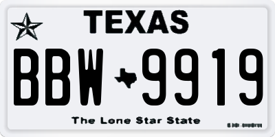 TX license plate BBW9919
