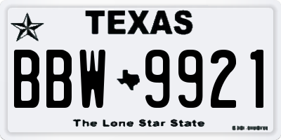 TX license plate BBW9921