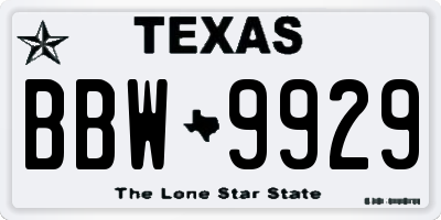 TX license plate BBW9929