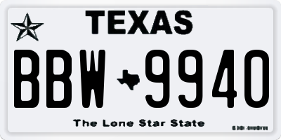 TX license plate BBW9940