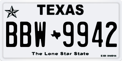 TX license plate BBW9942