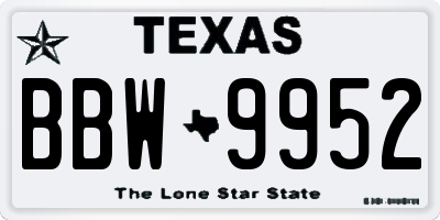 TX license plate BBW9952