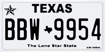 TX license plate BBW9954