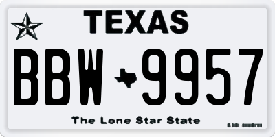 TX license plate BBW9957