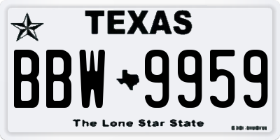 TX license plate BBW9959