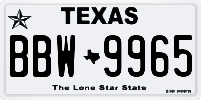 TX license plate BBW9965