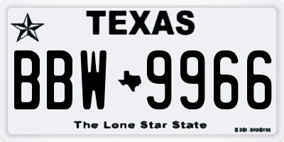 TX license plate BBW9966