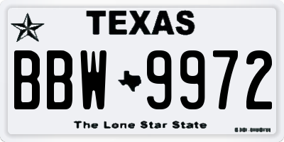 TX license plate BBW9972