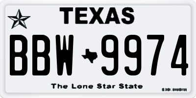 TX license plate BBW9974