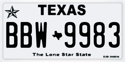 TX license plate BBW9983