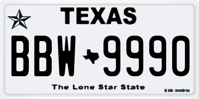 TX license plate BBW9990