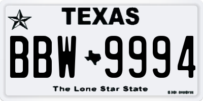 TX license plate BBW9994