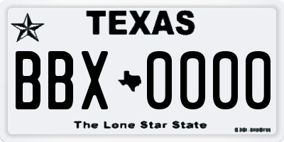 TX license plate BBX0000