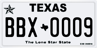 TX license plate BBX0009