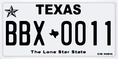 TX license plate BBX0011