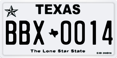 TX license plate BBX0014