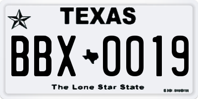 TX license plate BBX0019