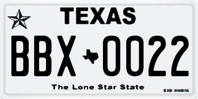 TX license plate BBX0022