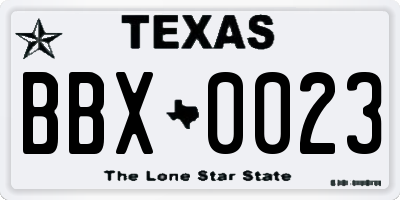 TX license plate BBX0023