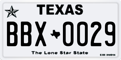 TX license plate BBX0029