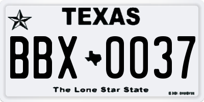 TX license plate BBX0037
