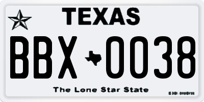 TX license plate BBX0038