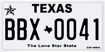 TX license plate BBX0041