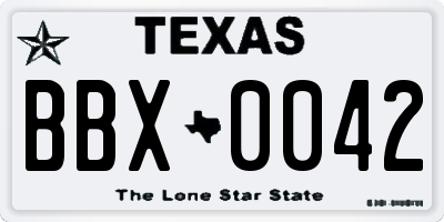 TX license plate BBX0042