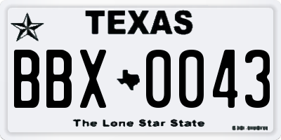 TX license plate BBX0043