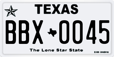 TX license plate BBX0045