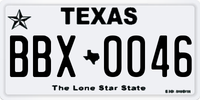 TX license plate BBX0046