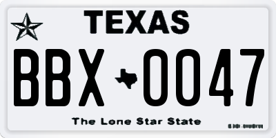 TX license plate BBX0047