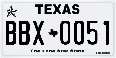 TX license plate BBX0051