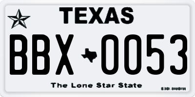 TX license plate BBX0053