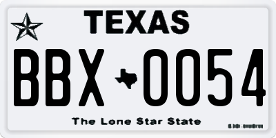 TX license plate BBX0054