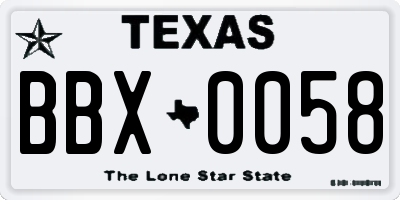 TX license plate BBX0058