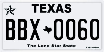 TX license plate BBX0060