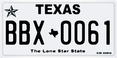 TX license plate BBX0061