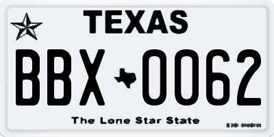 TX license plate BBX0062