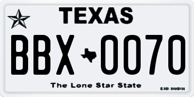 TX license plate BBX0070