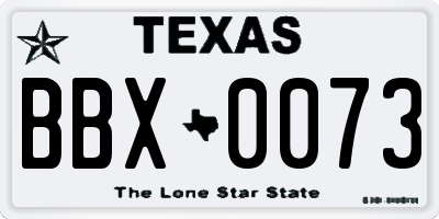 TX license plate BBX0073